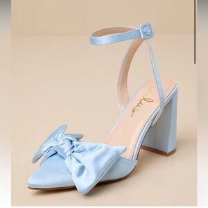 Blue Bow Heeled Sandals